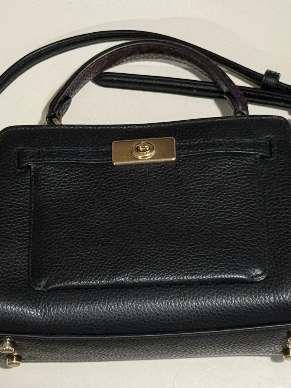 Coach Black Pebbled Leather Small Satchel with Gold-Tone Turnlock